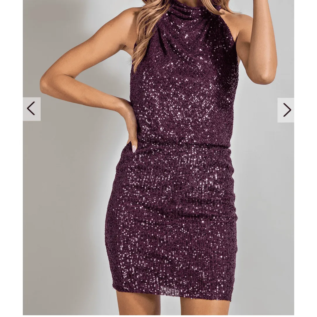 Draw Attention Sequin Bodycon Open Back Mini Dress