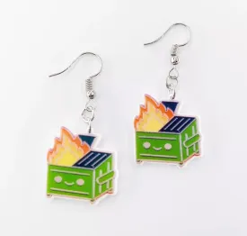 Dumpster Fire Earrings - Handmade Jewelry, Funny Jewelry, Handmade Earrings, Funny Earrings, Dangle Earrings, Dumpster Fire Jewelry