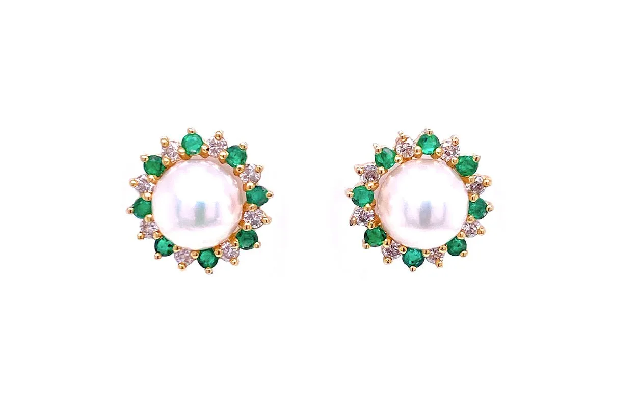 Earrings 14kt Fresh Water Pearls & Detachable Halo