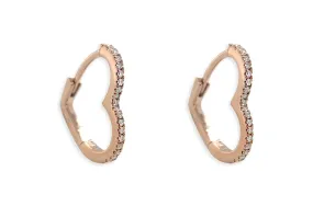 Earrings 14kt Gold Heart Shape & Diamonds Hoops