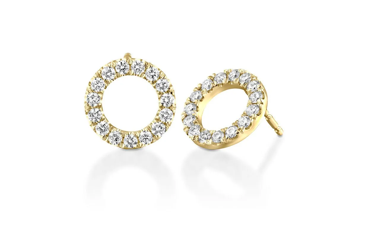 Earrings Open Circle & Diamond