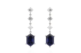 Earrings Platinum Sapphires and Diamonds