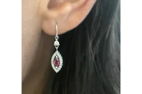 Earrings Ruby Tear & Diamonds