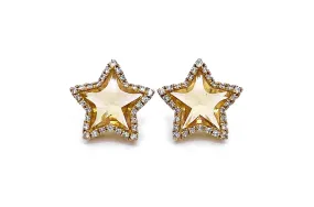 Earrings Star 18kt Yellow Gold Citrine & Diamonds