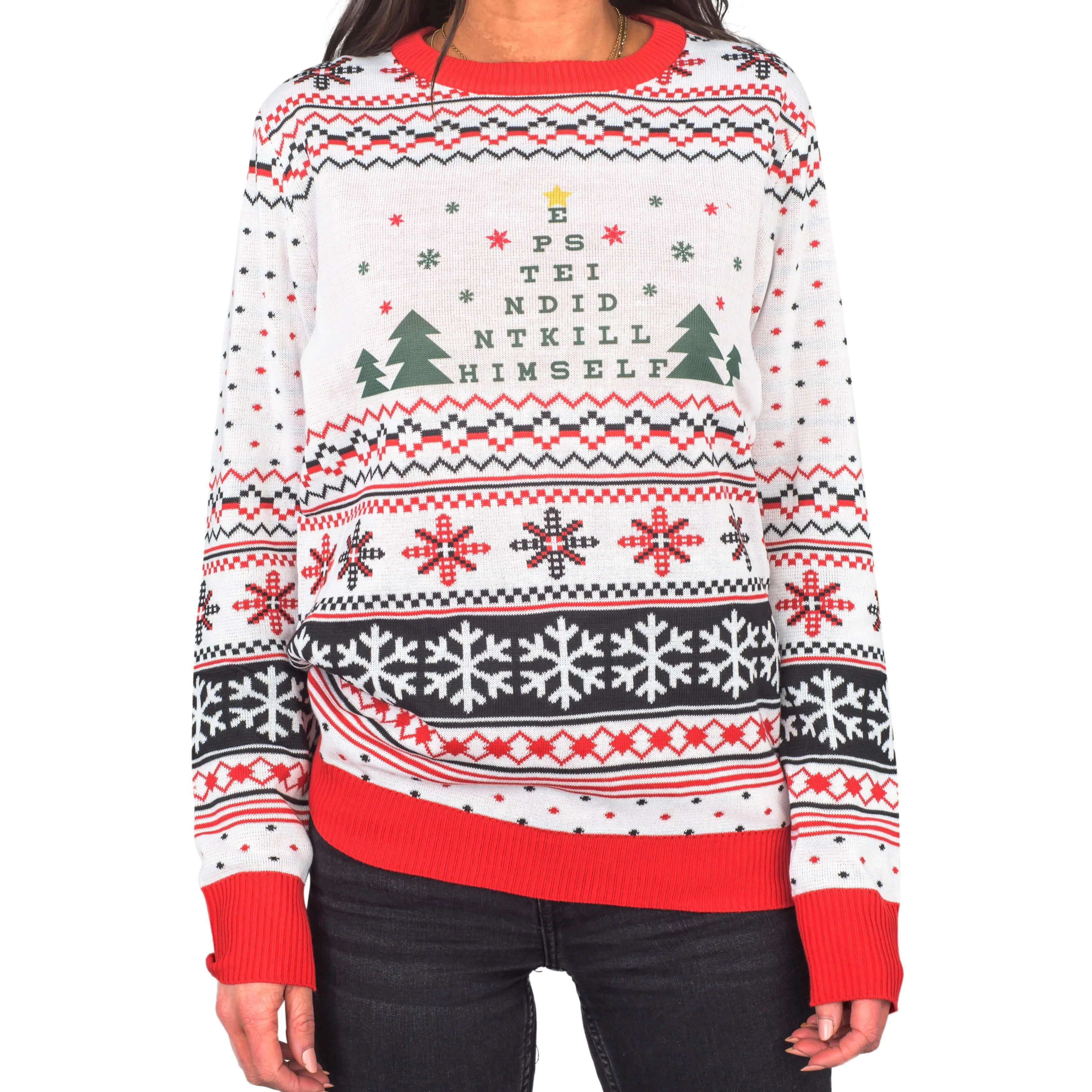 Epstein Didn't Kill Himself Eye Chart Ugly Christmas Sweater