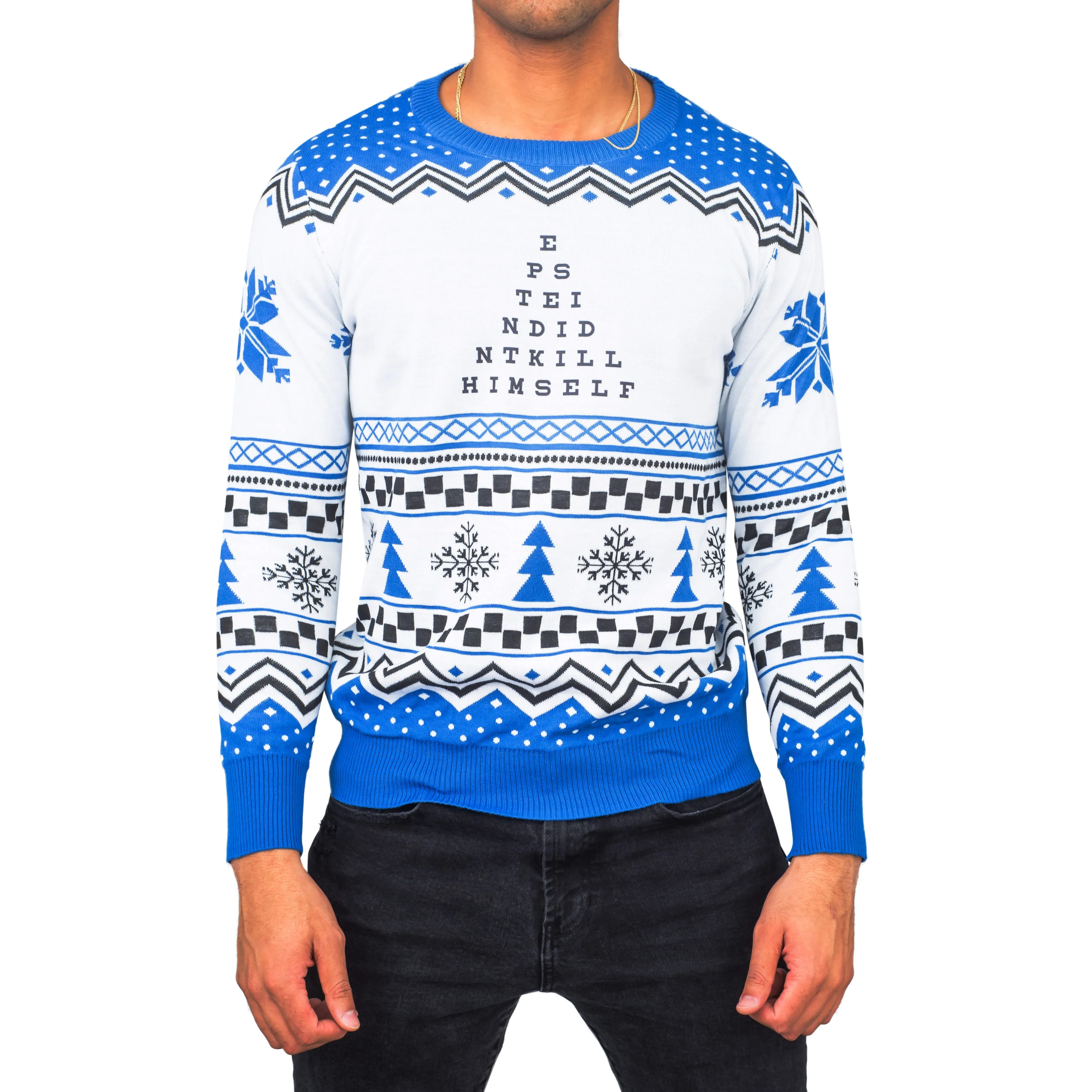 Epstein Didn't Kill Himself Eye Chart Ugly Christmas Sweater