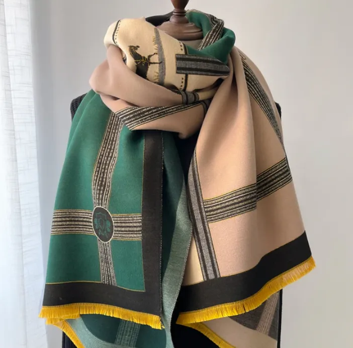 Equestrian Winter Warm Luxe Design Soft Scarf Wrap