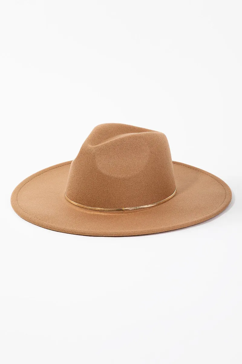 Flat Brim Chain Fedora Hat