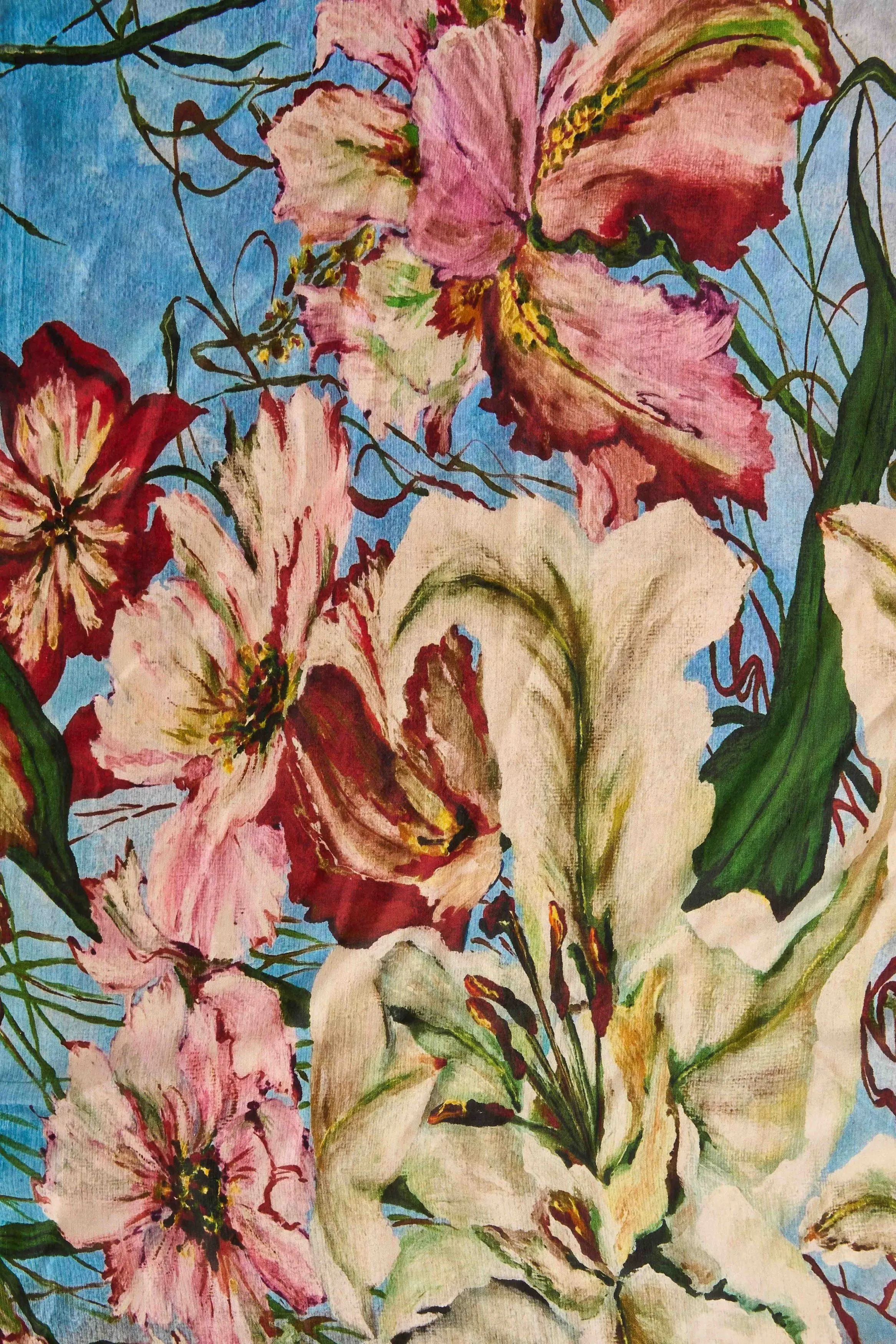 Floral Sky Garden Silk Scarf