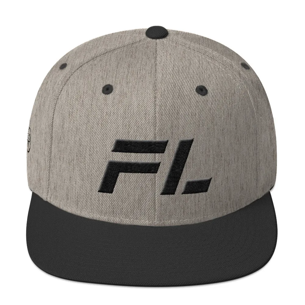 Florida - Flat Brim Hat - Black Embroidery - FL - Many Hat Color Options Available