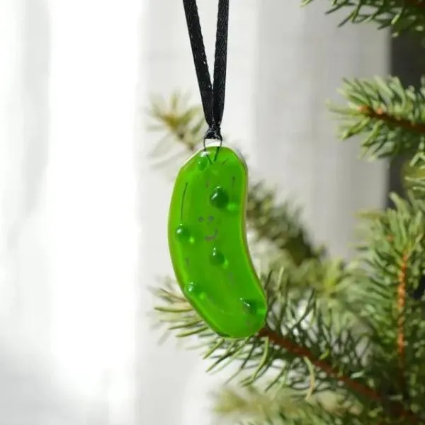 Fused Glass Ornament - Pickle