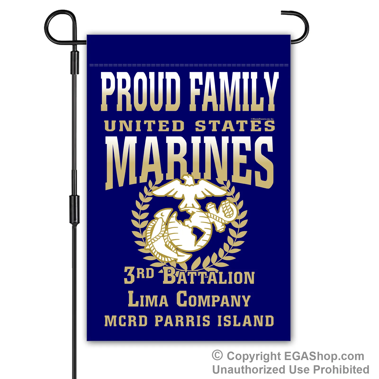 Garden Flag: Lima Proud Family, Mom, Dad (Parris Island)