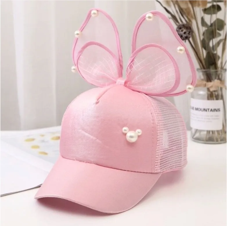 Girl Big Bow With Pearls Baseball Cap