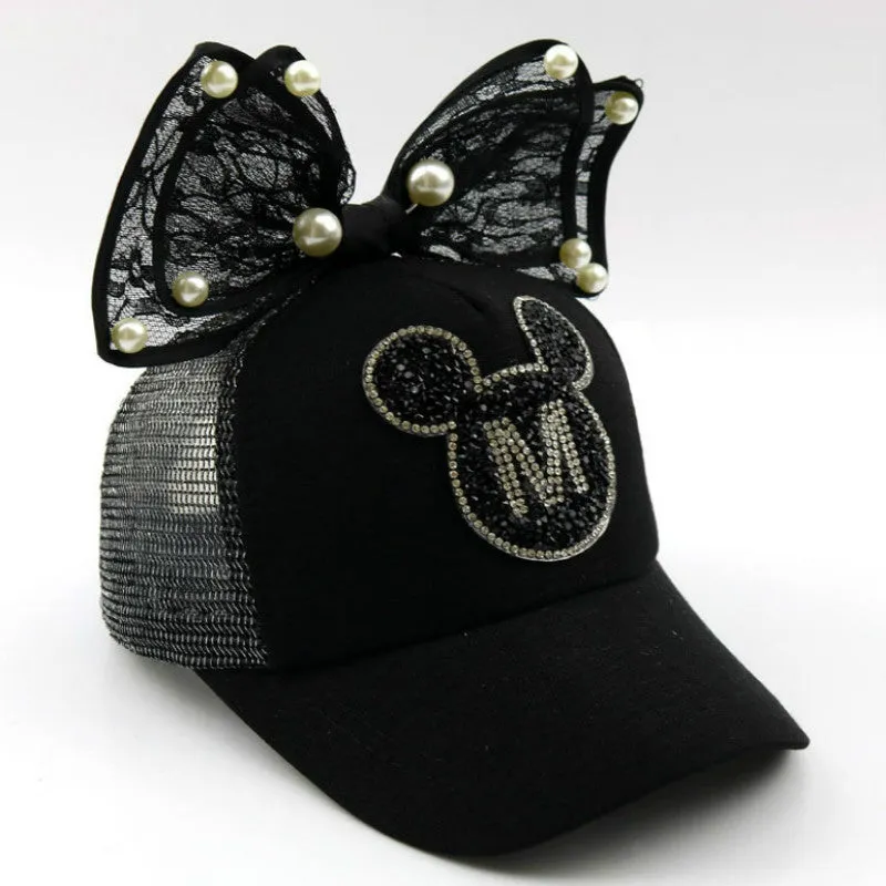 Girl Big Bow With Pearls Baseball Cap