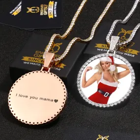 Gold Plating Custom Photo Medallion Necklace Christmas Gifts For Couple