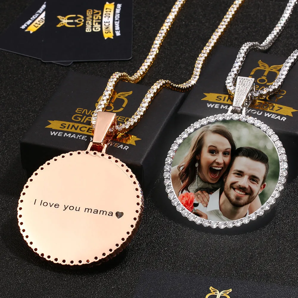 Gold Plating Custom Photo Medallion Necklace Christmas Gifts For Couple