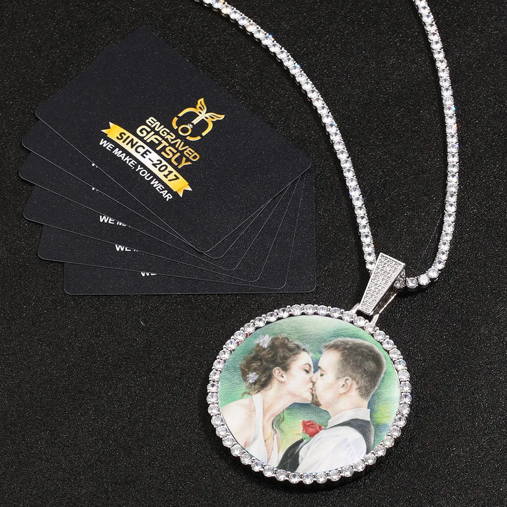 Gold Plating Custom Photo Medallion Necklace Christmas Gifts For Couple