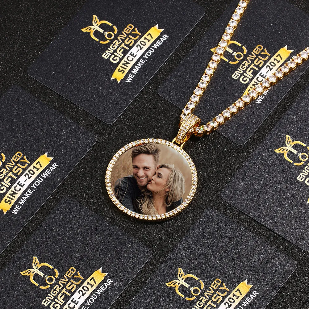 Gold Plating Custom Photo Medallion Necklace Christmas Gifts For Couple