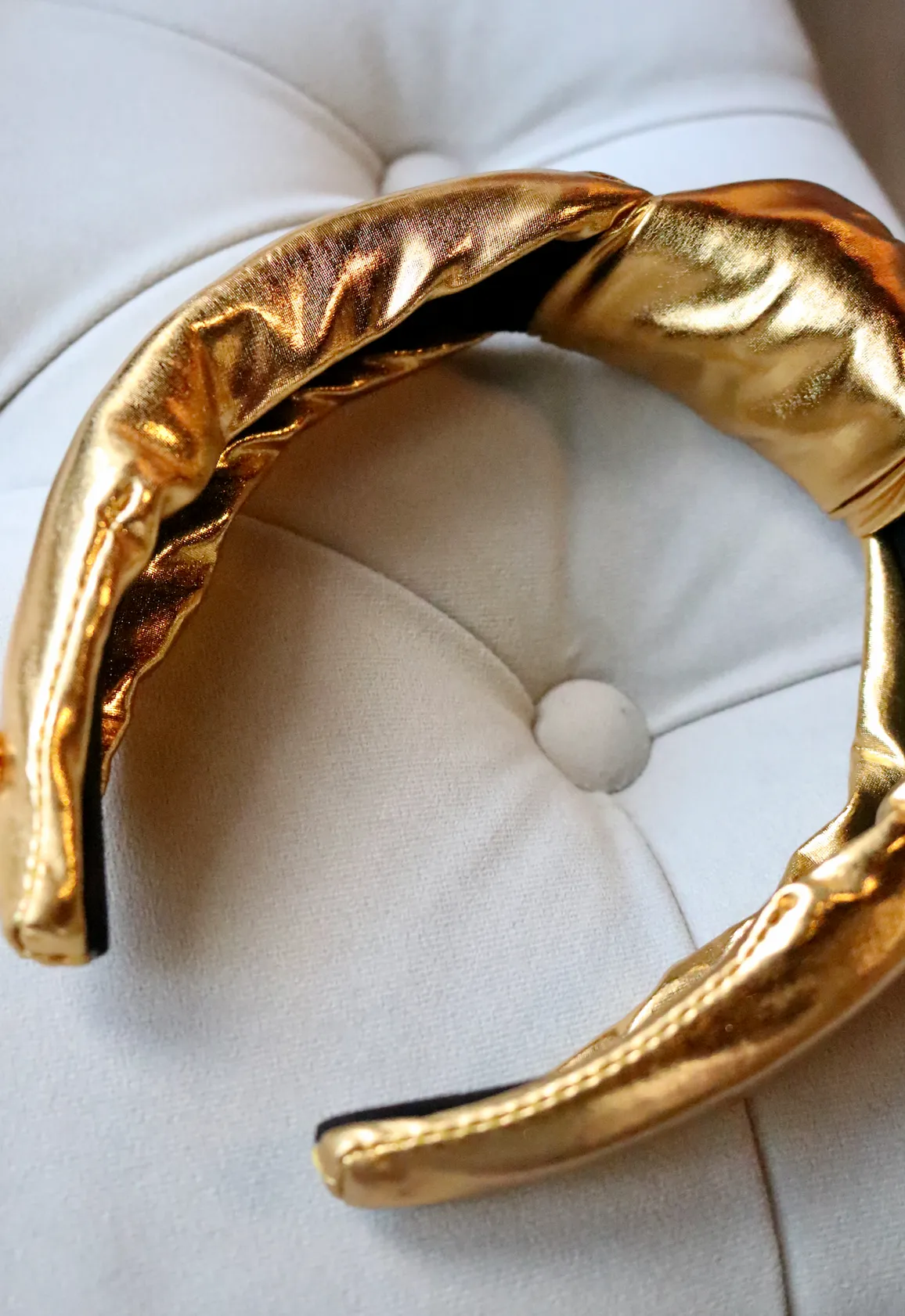 Gold Puff Metallic Knotted Headband