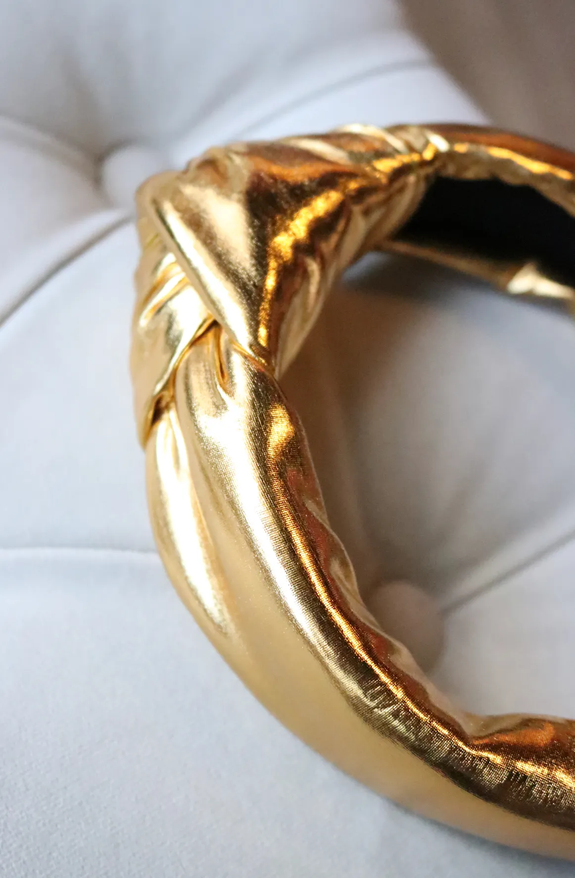 Gold Puff Metallic Knotted Headband