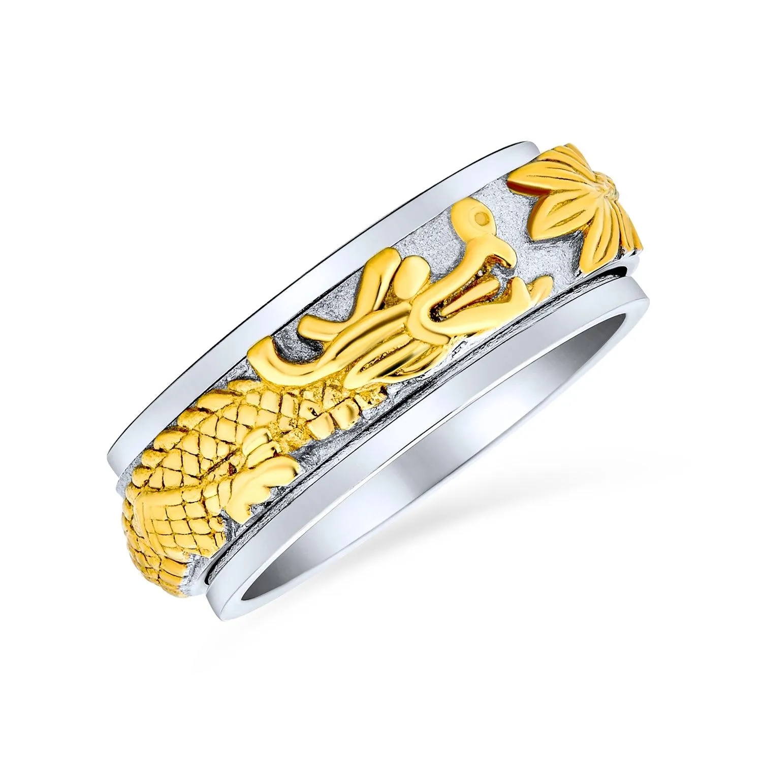 Golden Celtic Knot Dragon Inlay Wedding Band Titanium Ring For Men 8MM