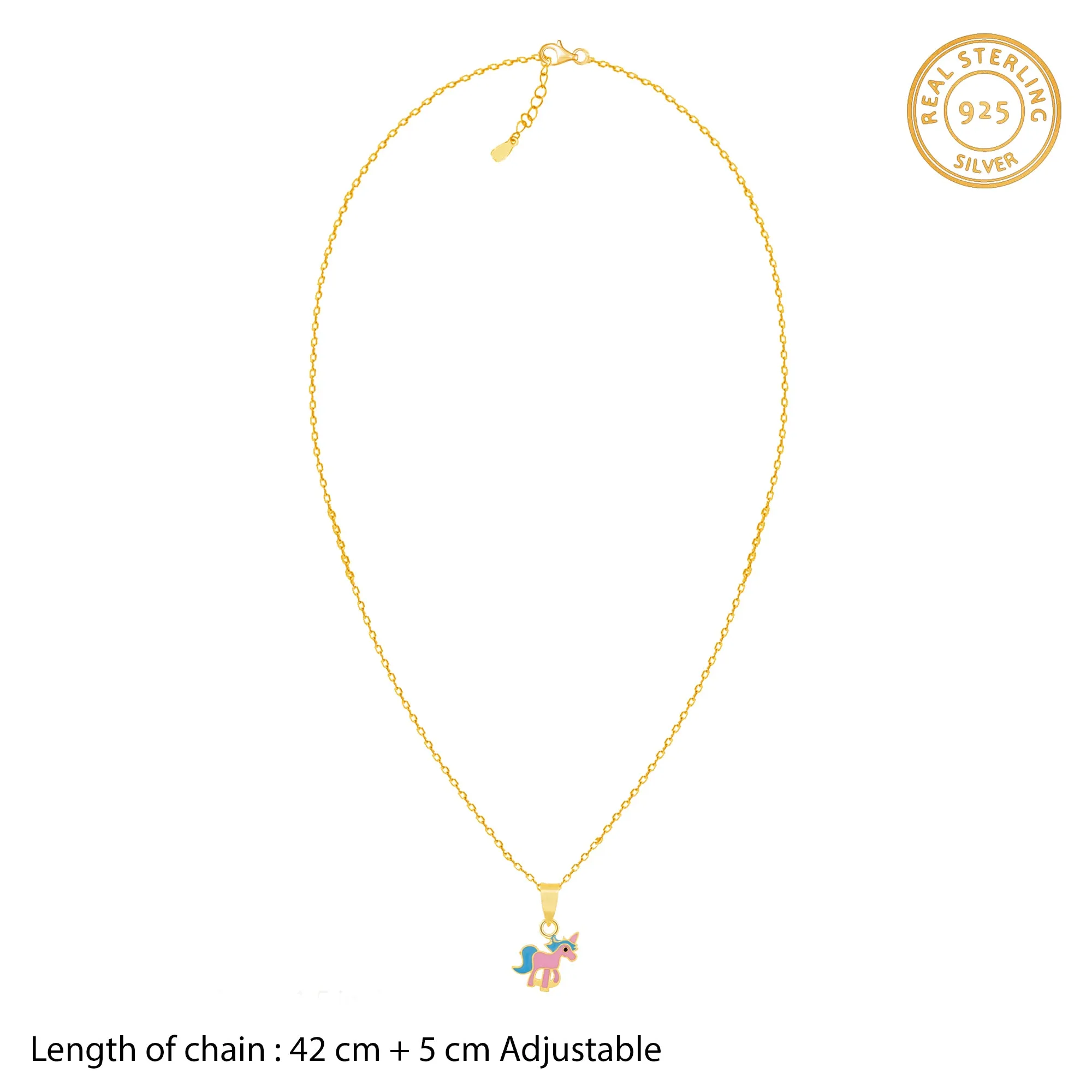 Golden Pie Unicorn Kids Pendant with Link Chain (7-10 yrs)