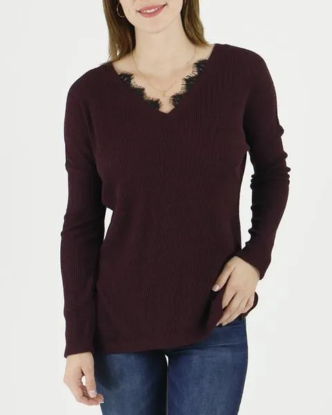 Grace & Lace Snow Day Sweater (Wine)