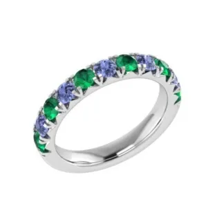 Half Eternity Alexandrite and Tanzanite Ring