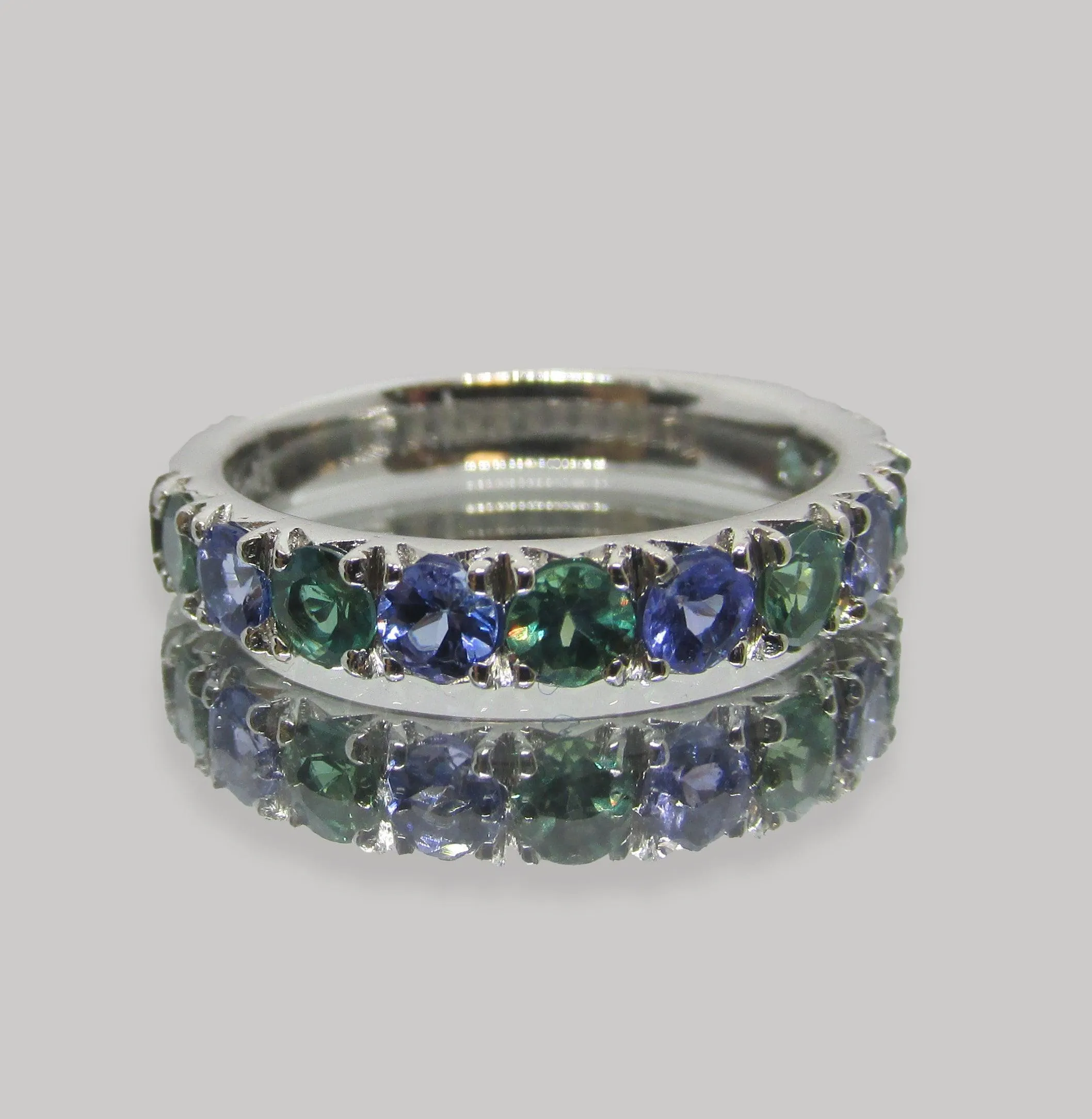 Half Eternity Alexandrite and Tanzanite Ring