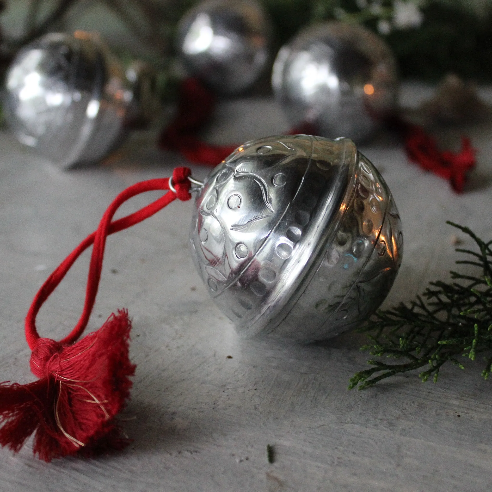 Hanging Silver Ball Ornaments