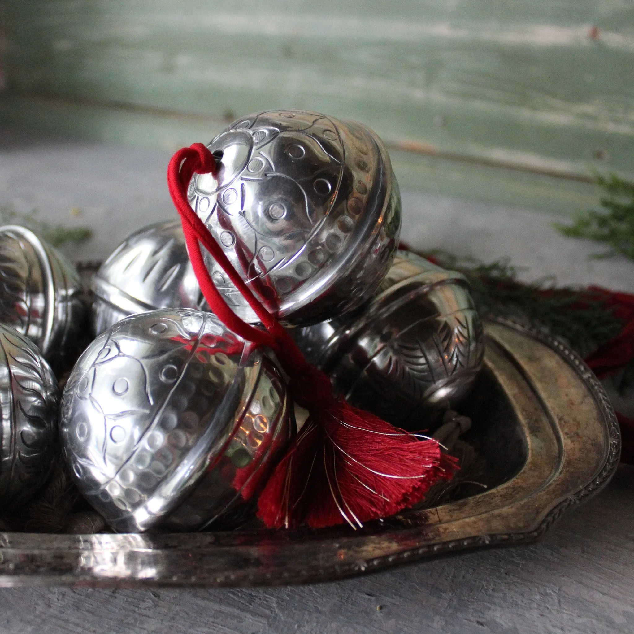 Hanging Silver Ball Ornaments