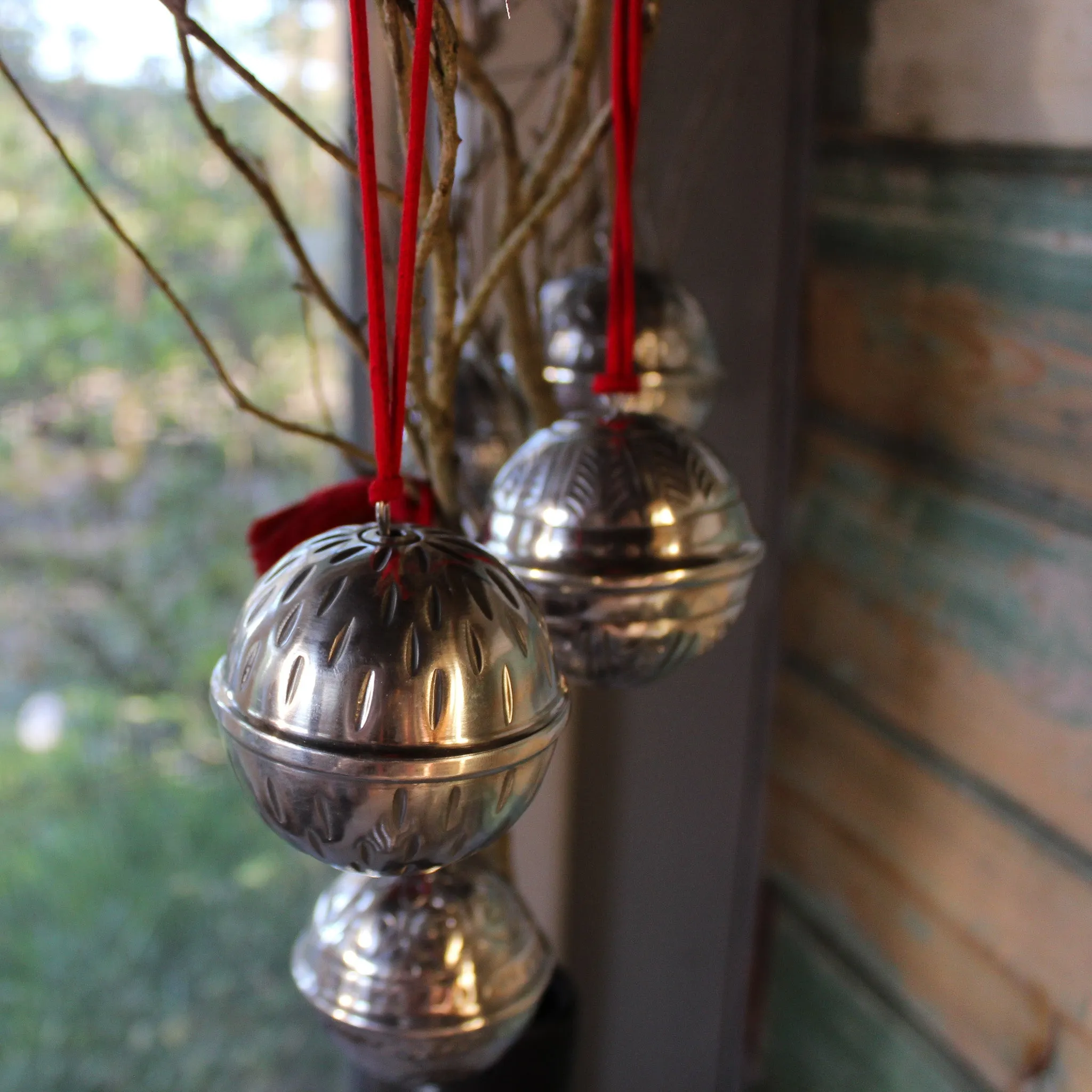 Hanging Silver Ball Ornaments