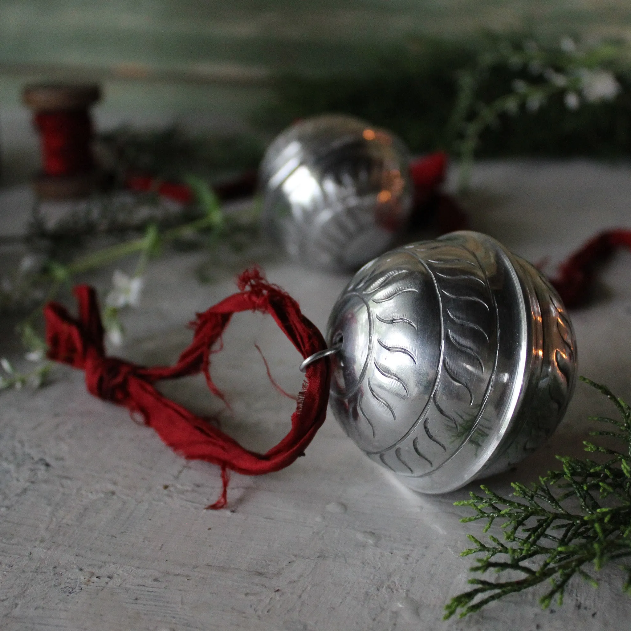 Hanging Silver Ball Ornaments