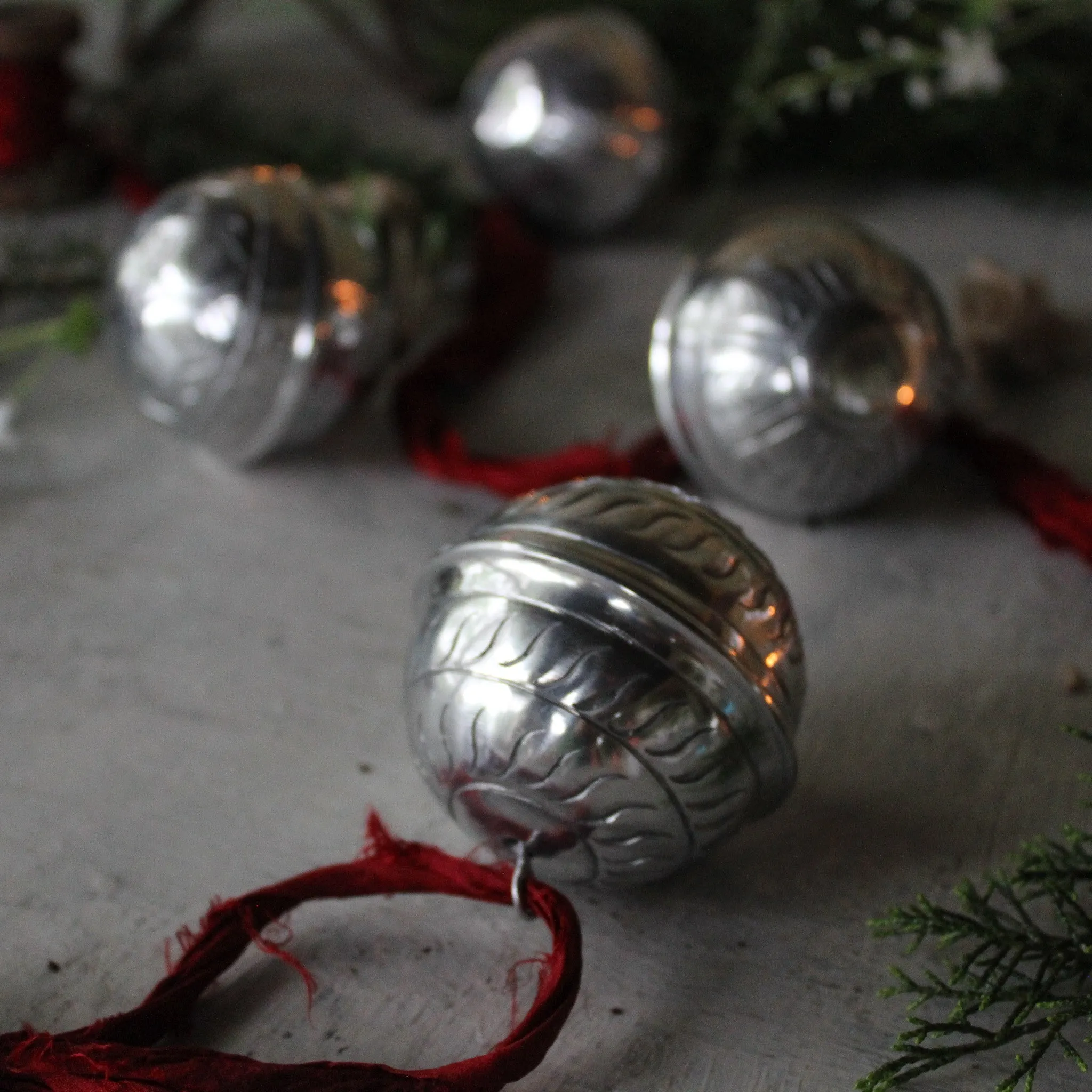 Hanging Silver Ball Ornaments