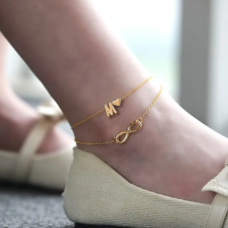 Initial Infinity Anklet Bracelet Best Christmas Gifts For Women