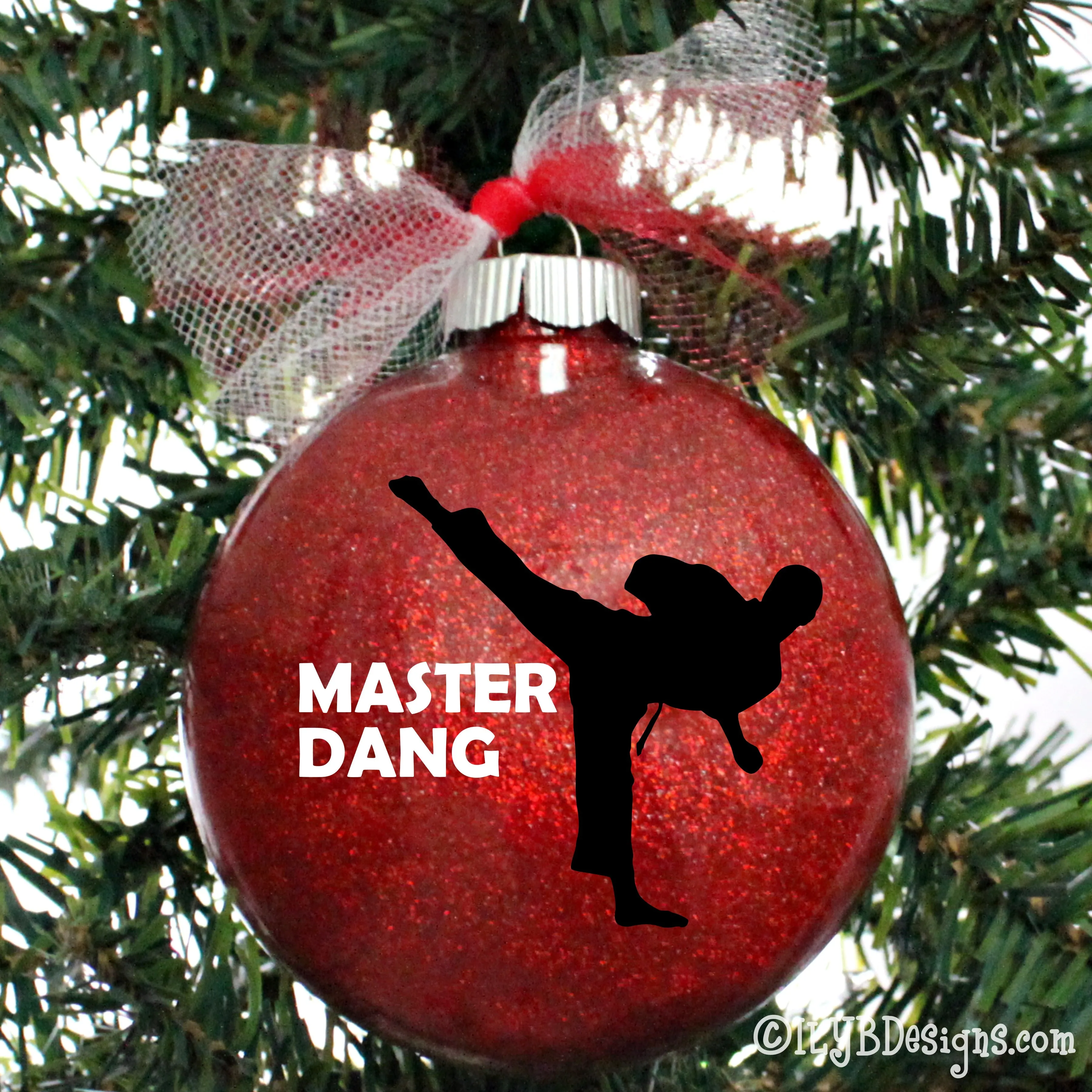 Karate/Taekwondo Boy Christmas Ornament | Martial Arts Sports Ornament | Personalized Glitter