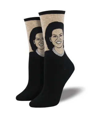 Ladies Michelle Obama Portrait Socks