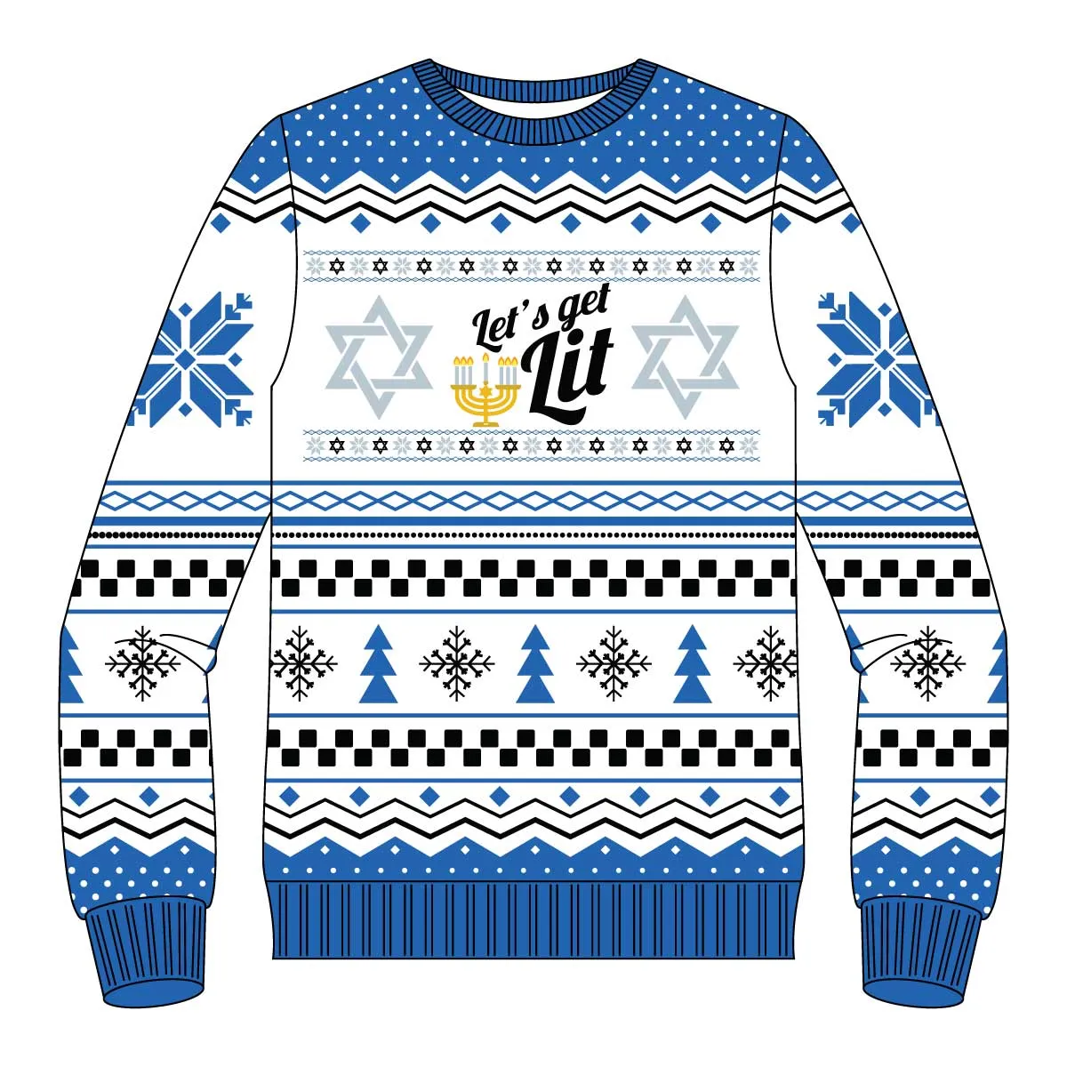 Lets Get Lit Hanukkah Ugly Christmas Sweater