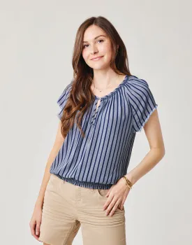 Lilly Top: Navy Stripe - FINAL SALE