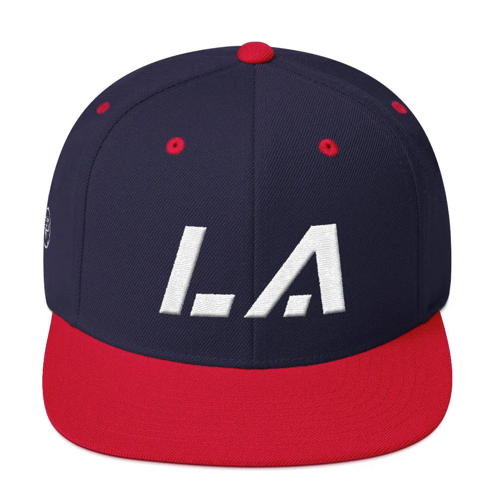 Louisiana - Flat Brim Hat - White Embroidery - LA - Many Hat Color Options Available