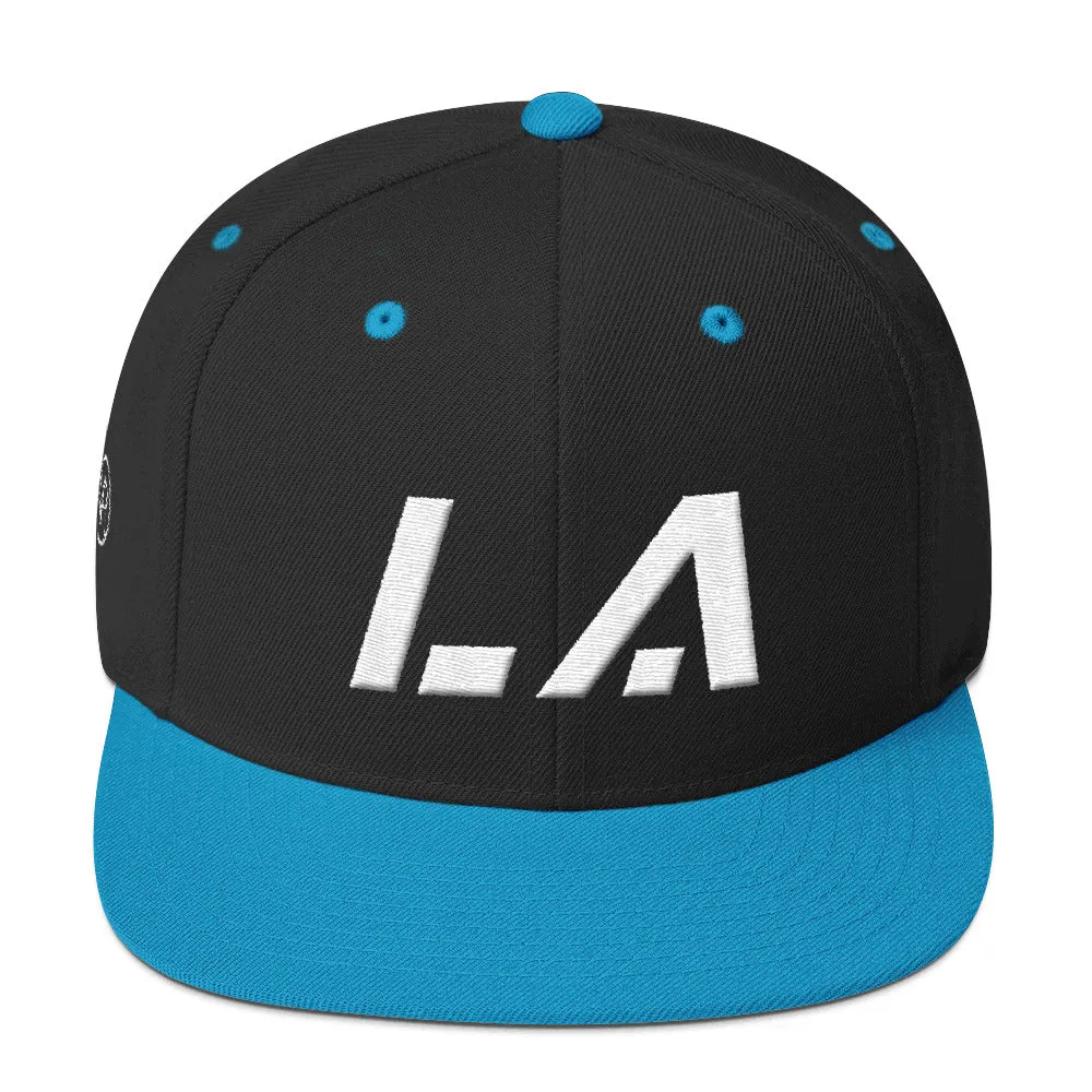 Louisiana - Flat Brim Hat - White Embroidery - LA - Many Hat Color Options Available