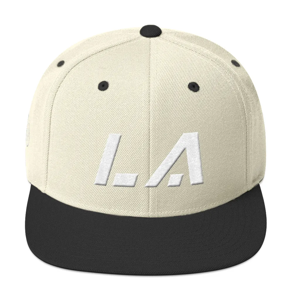 Louisiana - Flat Brim Hat - White Embroidery - LA - Many Hat Color Options Available