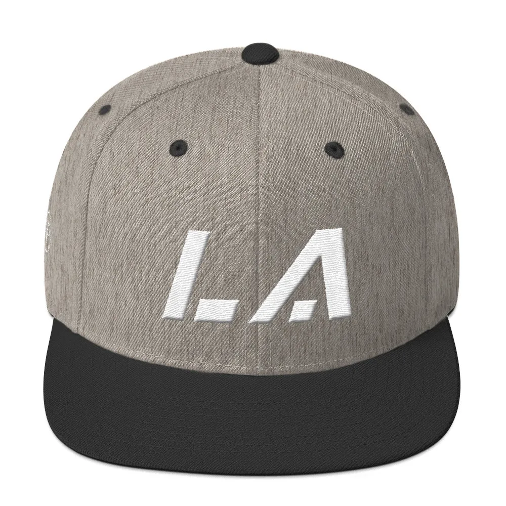 Louisiana - Flat Brim Hat - White Embroidery - LA - Many Hat Color Options Available