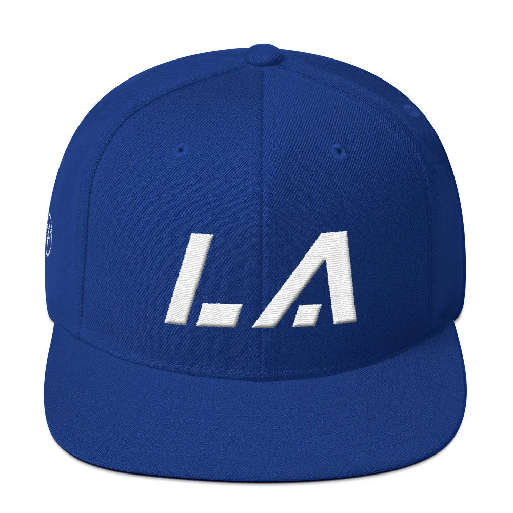 Louisiana - Flat Brim Hat - White Embroidery - LA - Many Hat Color Options Available