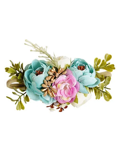 Luxe Floral Headband - Mint and Ivory