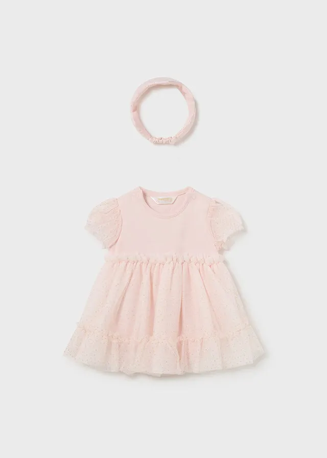 Mayoral 1629 046 - Nude Pink Dress with Headband