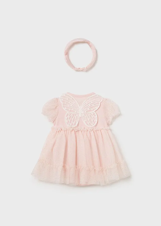 Mayoral 1629 046 - Nude Pink Dress with Headband