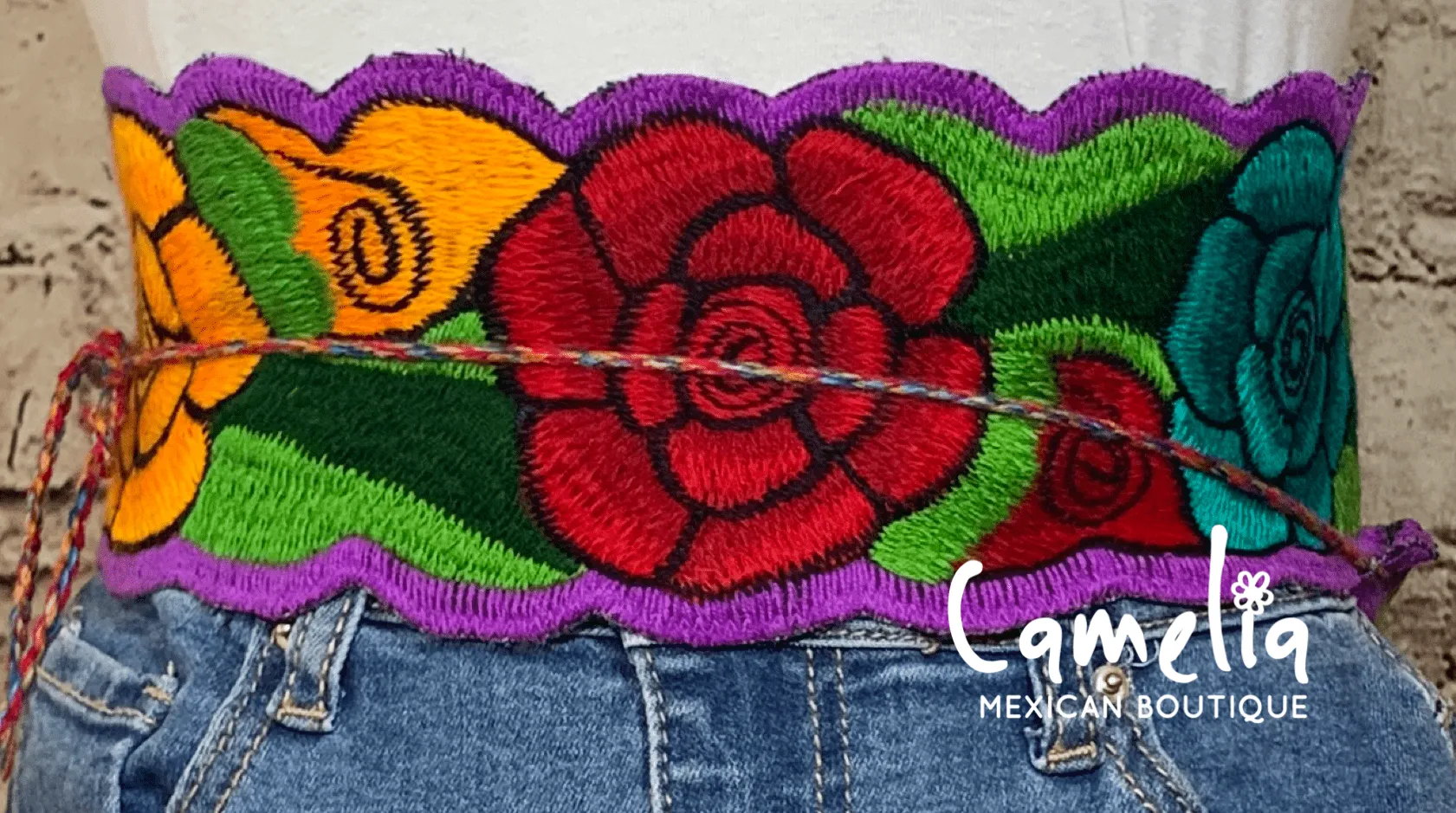 Mexican Embroidered Belt - Zinnia