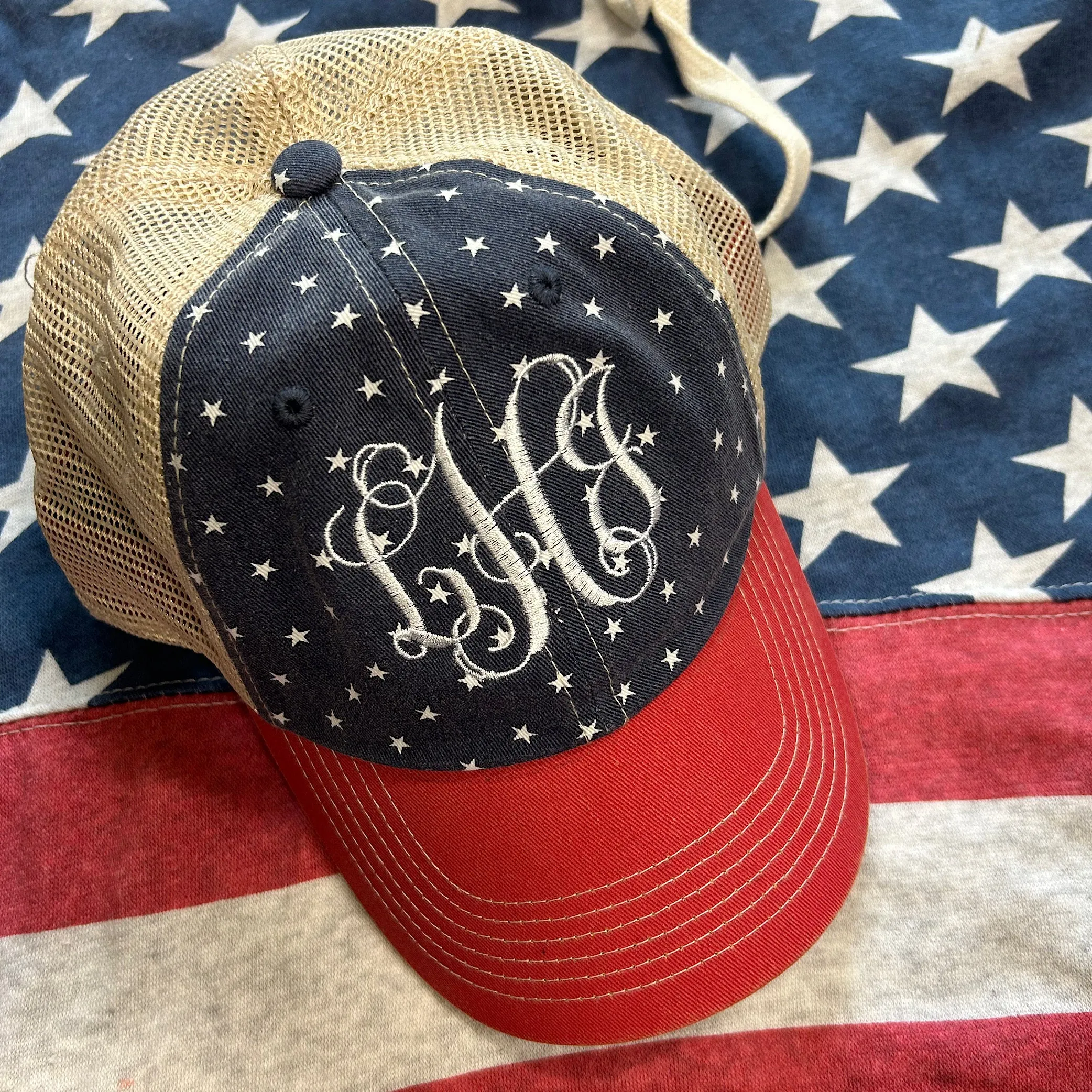 Monogrammed American Star Baseball Hat