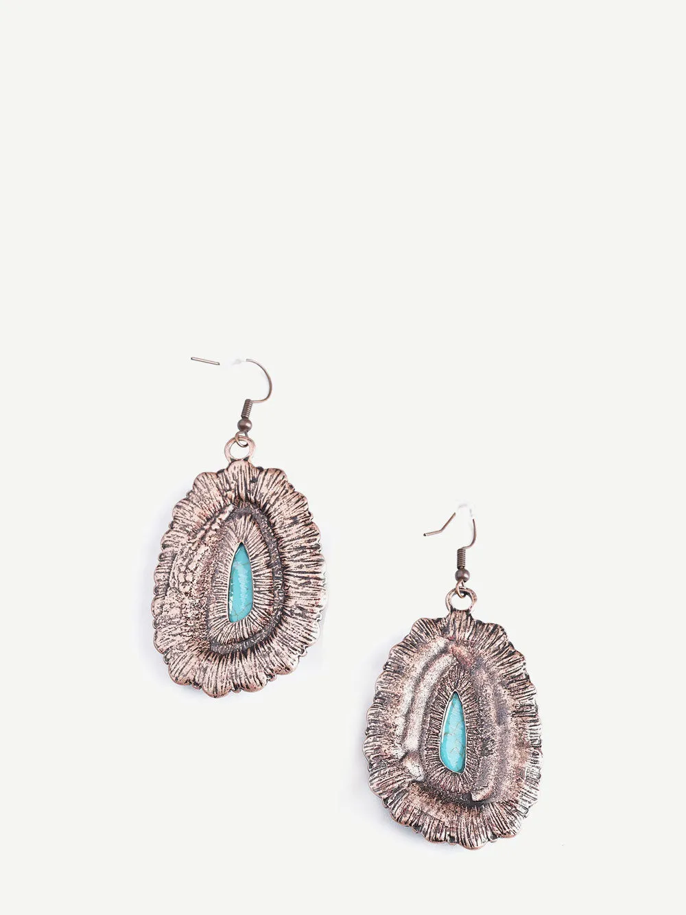 Montana West Turquoise Stone Blossom Oval Shape Dangling Earrings